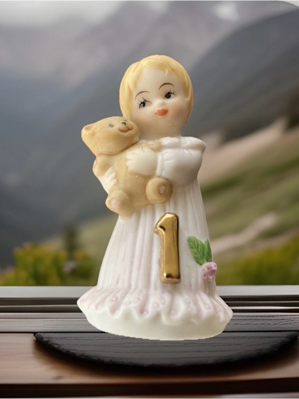 Growing Up Birthday Girls Enesco Blonde Figure 1 Year Old w/Box Vintage